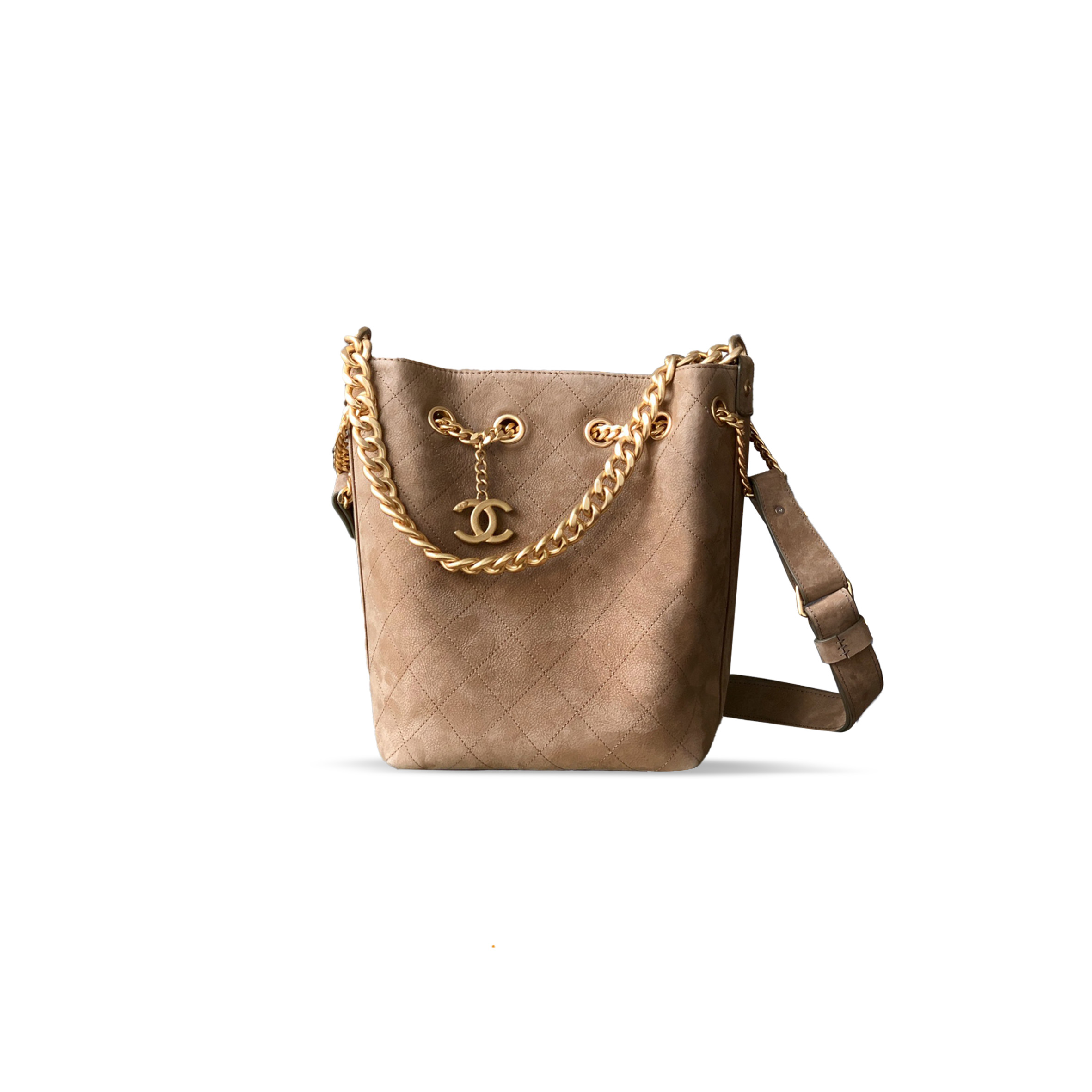 CHANEL VINTAGE SUEDE HOBO BUCKET BAG 125643 (27*20*14cm)